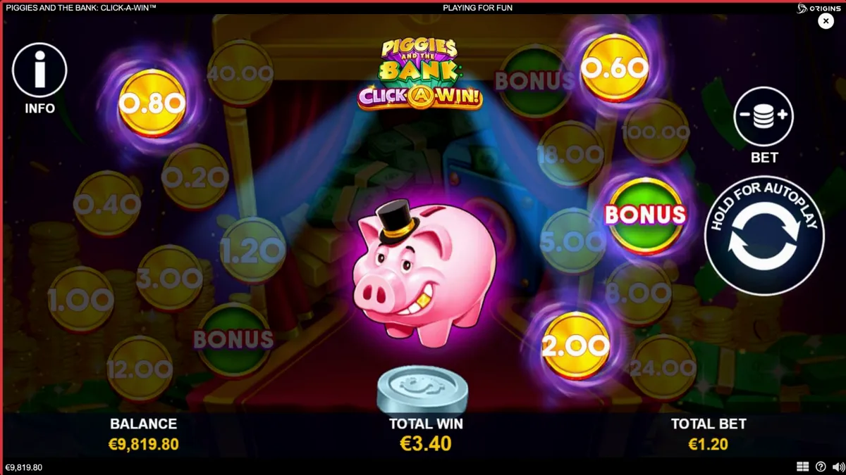 Piggies and the Bank: Click-A-Win slot dengan tema babi kaya dan koin emas